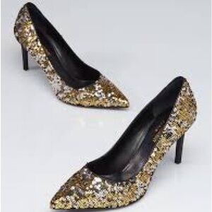 Saint Laurent Gold Sequin Heels